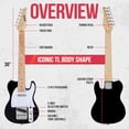 thumbnail image 6 of LyxPro Beginner 30" Telecaster Electric Guitar, Paulownia Body, Black, 6 of 9