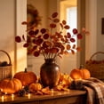 thumbnail image 5 of Racsoh Artificial Eucalyptus Branch, Faux Fall Greenery 3 Prong Stems, Realistic Looking Plastic Foliage, for Thanksgiving Vase Flower Arrangement Home Decor (Red), 5 of 7