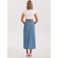 thumbnail image 4 of DARING DIVA Women's Denim Ripped Holes Back Slit Midi Jean Skirts Medium Light Blue, 4 of 7