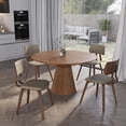 thumbnail image 2 of LeisureMod 5-Piece Dining Set Round Dining Table in Natural Wood and 4 Leather Dining Chairs for Modern Home, Kitchen Fynix Collection, 2 of 22