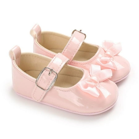 

PROMOTION SALES!Baby Girl Shoes Infant Toddler Walking Shoes Soft Sole Princess Mary Jane Flats with Knotbow Prewalkers Wedding Crib Shoes 0-18M