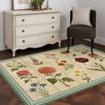 thumbnail image 4 of Colored Floral Washable Area Rugs 3'x5', Retro Colorful Flowers Linen Texture Low Pile Throw Living Room Rug Non-Slip Sturdy Edge Binding Carpet for Indoor Entryway Bedside Kitchen, 4 of 9