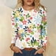 thumbnail image 2 of Blusa superior casual de manga larga con cuello redondo y estampado de moda para mujer verde / m, 2 of 6