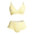 thumbnail image 3 of DHFJKG Women's Bikini Set Cute Ruffle Trim Striped 2 Piece Swimsuits High Waist Tummy Control Bathing Suit Stylish Beachwear, 3 of 3
