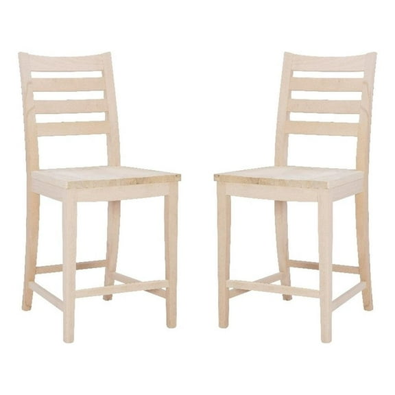 Linon Elder Commercial Grade Set of Two Counter Stools in Unfinished Beechwood