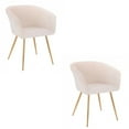 thumbnail image 1 of Take me Home Furniture White Velvet Dining Chair with Gold Metal Legs, Accent chair, with round arm, elegant., 1 of 5