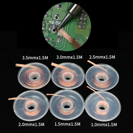 

Desoldering Braid Welding Solder Remover Wick 1.5M Width 1 1.5 2 2.5 3 3.5 4 mm Wire Lead Cord Flux BGA Repair Tool