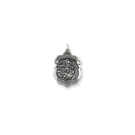 Jewelryweb Sterling Silver Saint Michael Badge Medal Charm