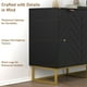 thumbnail image 4 of QinaQin Aparador buffet de 31.5 pulgadas con puertas en patrón espiga y repisa ajustable, mueble de almacenamiento para entrada, comedor o sala, 4 of 8