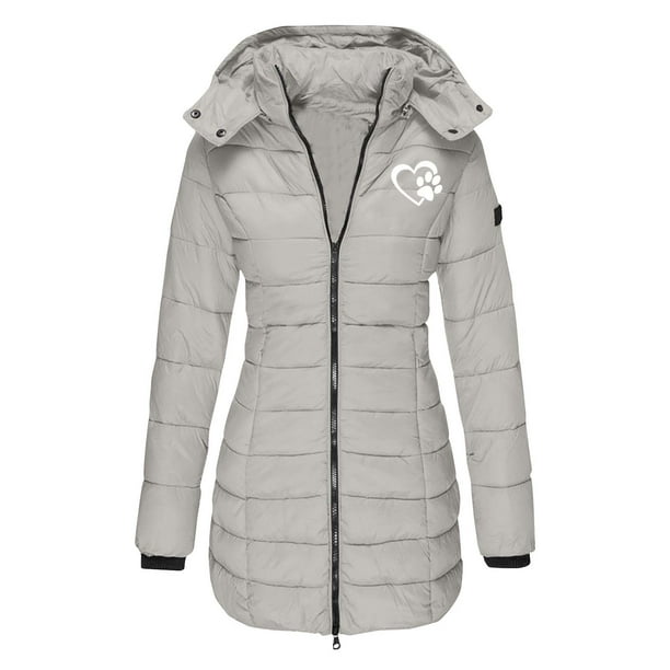 Chaqueta y abrigo informal de manga larga con capucha para mujer, de algodón, con estampado cálido y largo medio, con capucha y blusa