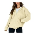 thumbnail image 3 of Veste Décontractée à Capuche pour Femmes Manches Longues Zip Couleur Unie avec Poches Chandail en Molleton d'Automne, 3 of 6