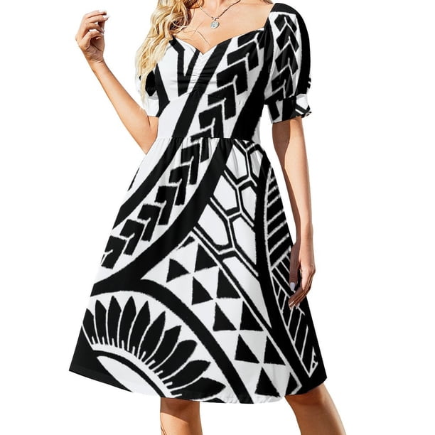 Vestido tribal polinesio de manga corta para mujer, vestido de mujer, vestido de fiesta, verano 2025, moda