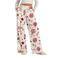 thumbnail image 2 of Women's Casual Wide Leg Sweatpants, Loose Christmas Print Sports Pants, Holiday Lounge Wear for Festive Seasons and Cozy Comfort,White,2XL, 2 of 7