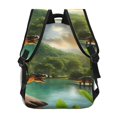 thumbnail image 4 of Wukai Lake Forest Dinosaur Laptop Backpack Casual Travel Backpack Large School Bag for College, Business,Travel-One Size, 4 of 5
