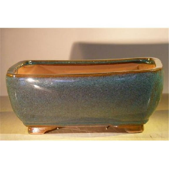 Bonsai Boy L251D 10 x 8 x 4 in. Ceramic Bonsai Pot, Dark Moss Green - Rectangle