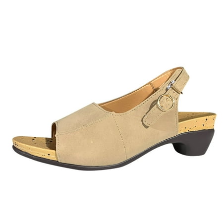

Women Summer Square Heels Open Toe Breathable Sandals Fashion Shoes