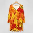 thumbnail image 4 of Autumn Maple Leaves Long Sleeve Dresses For Women Vintage Elegant Party Dress Oversized V-neck Dress S-8XL, 4 of 7