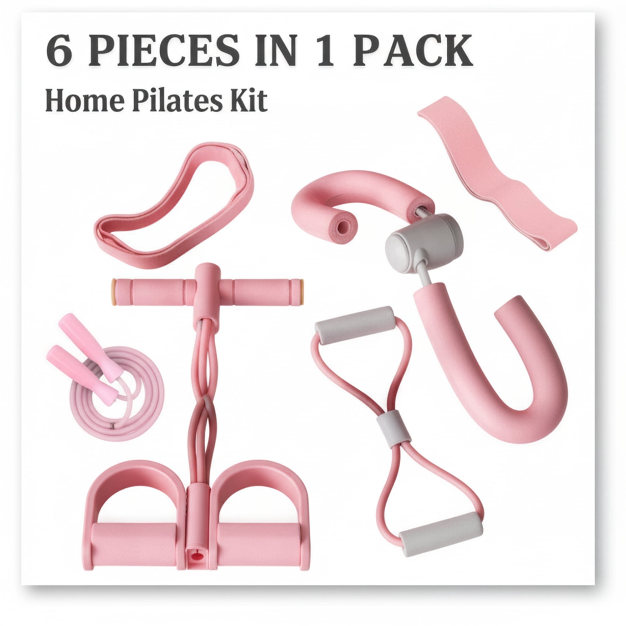 6 Pcs Home Pilates Kit with Resistance Bands Pedal Puller Resistance Band Set for Women Weight Loss Leg Training Workout Equipment Gym Exercise Equipment Beginners Yoga