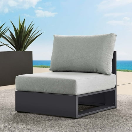 Tahoe Outdoor Patio Powder-Coated Aluminum Modular Armless Chair in Gray Gray
