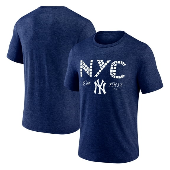 Men's Navy New York Yankees Tiles Tri-Blend T-Shirt