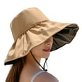 thumbnail image 5 of Dujiujun Women Fisherman Hat Sunscreen Anti-UV Face Protection Fasten String Big Brim Bucket Hats Beach Headwear, 5 of 8