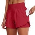 thumbnail image 2 of Conairie Sweat Shorts for Women Loose Quick Dry Stretch High Waisted Yoga Shorts with Built-In Liner Comfy Summer Beach Vacation Clothes with Pockets Red S, 2 of 5