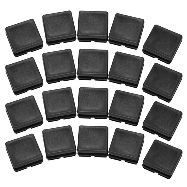 Square Table Chair Leg Tube Pipe Feet Insert Cap 25mmx25mm 20pcs Black