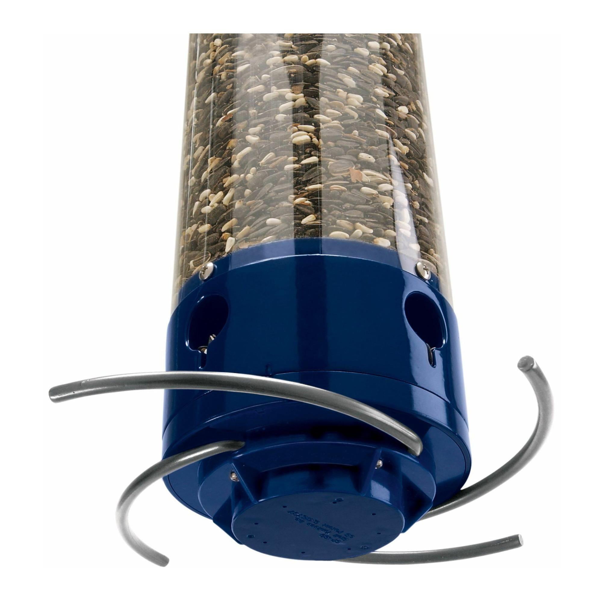 Droll Yankees Squirrel Proof Bird Feeders for Outdoors - Whipper, Collapsible Perches, 5-Pound Seed Capacity, Blue