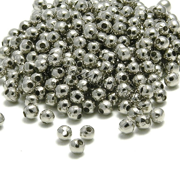 100 Platinum Silver Plated Iron Metal 4mm Round Small Little Spacer Ball Jewelry Finding Beads