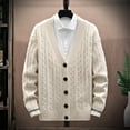 thumbnail image 2 of IROINNID Men's Long Sleeve V-Neck Mid-Length Cardigan Jacket Solid Color Leisure Button Closure Knit Cardigan Turndown Sweater Jacket, 2 of 5