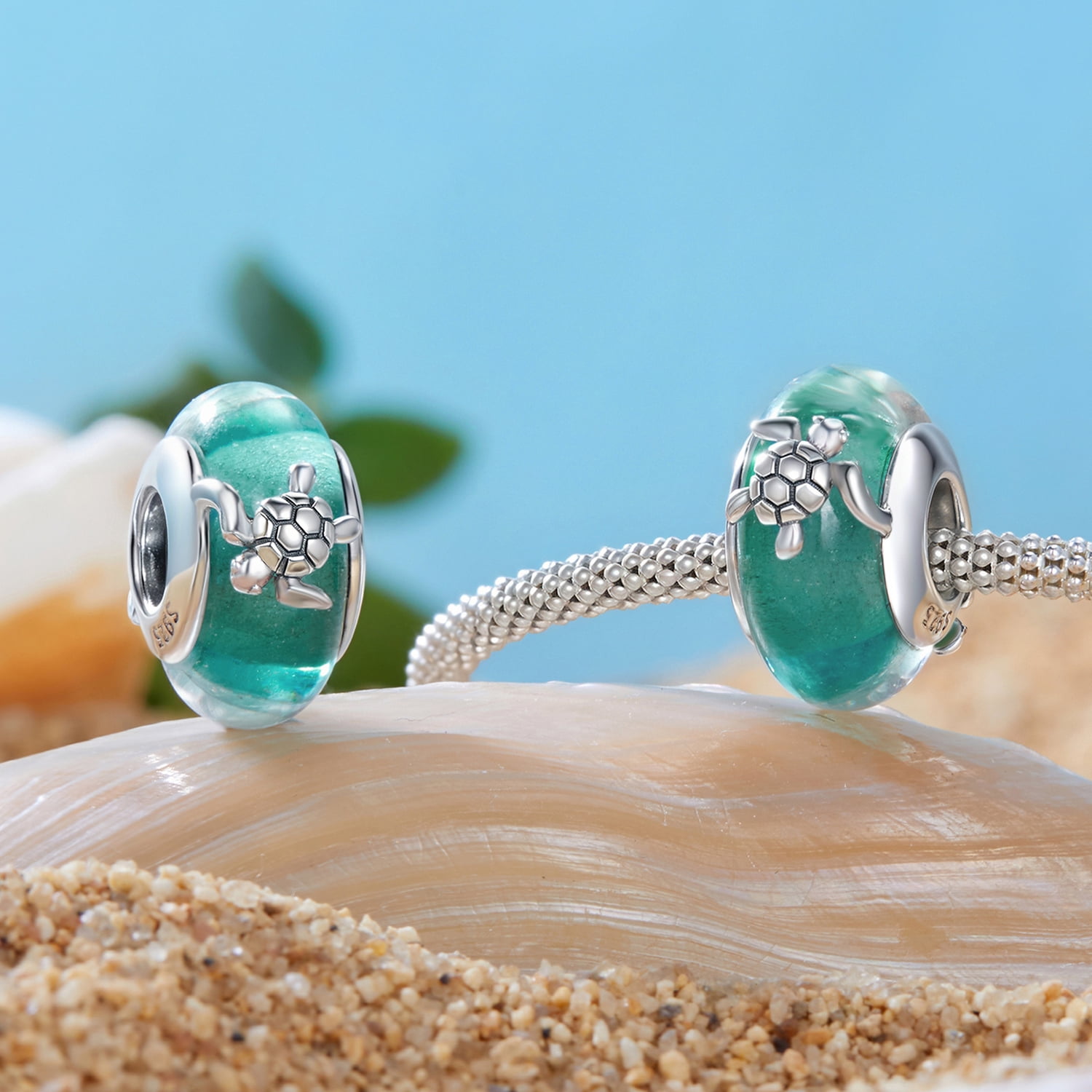 Turtle Murano Beads Charm 925 Sterling Silver Charm,Charm for Bracelets, Perfect Gift for Women
