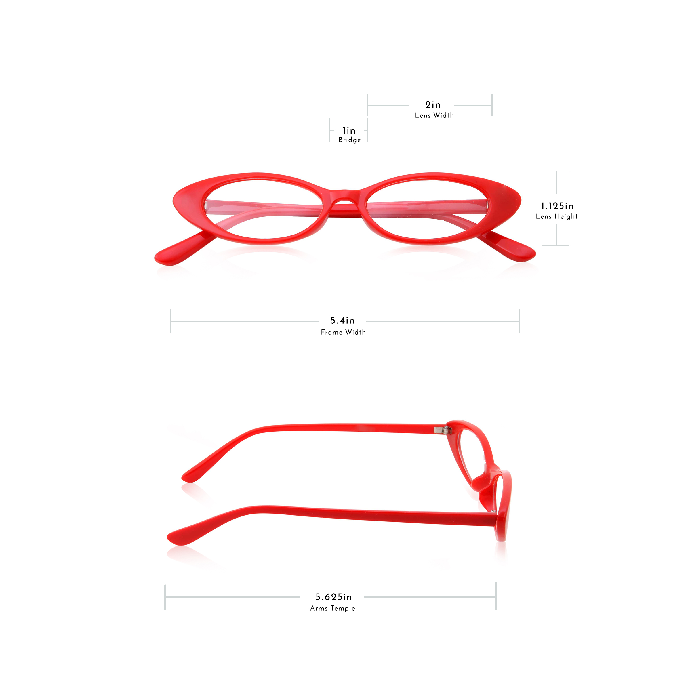 grinderPUNCH Retro 90s Red Slim Flat Clear Lens Cat Eye Sunglasses - image 5 of 5