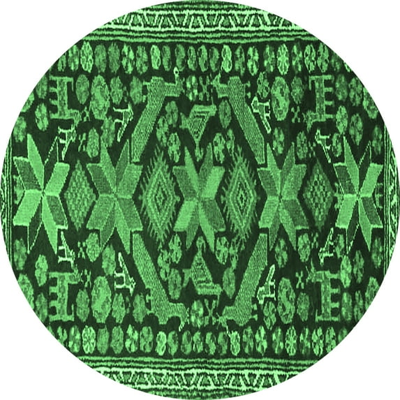 Ahgly Company Indoor Round Persian Emerald Green Traditional Area Rugs, 8' Round