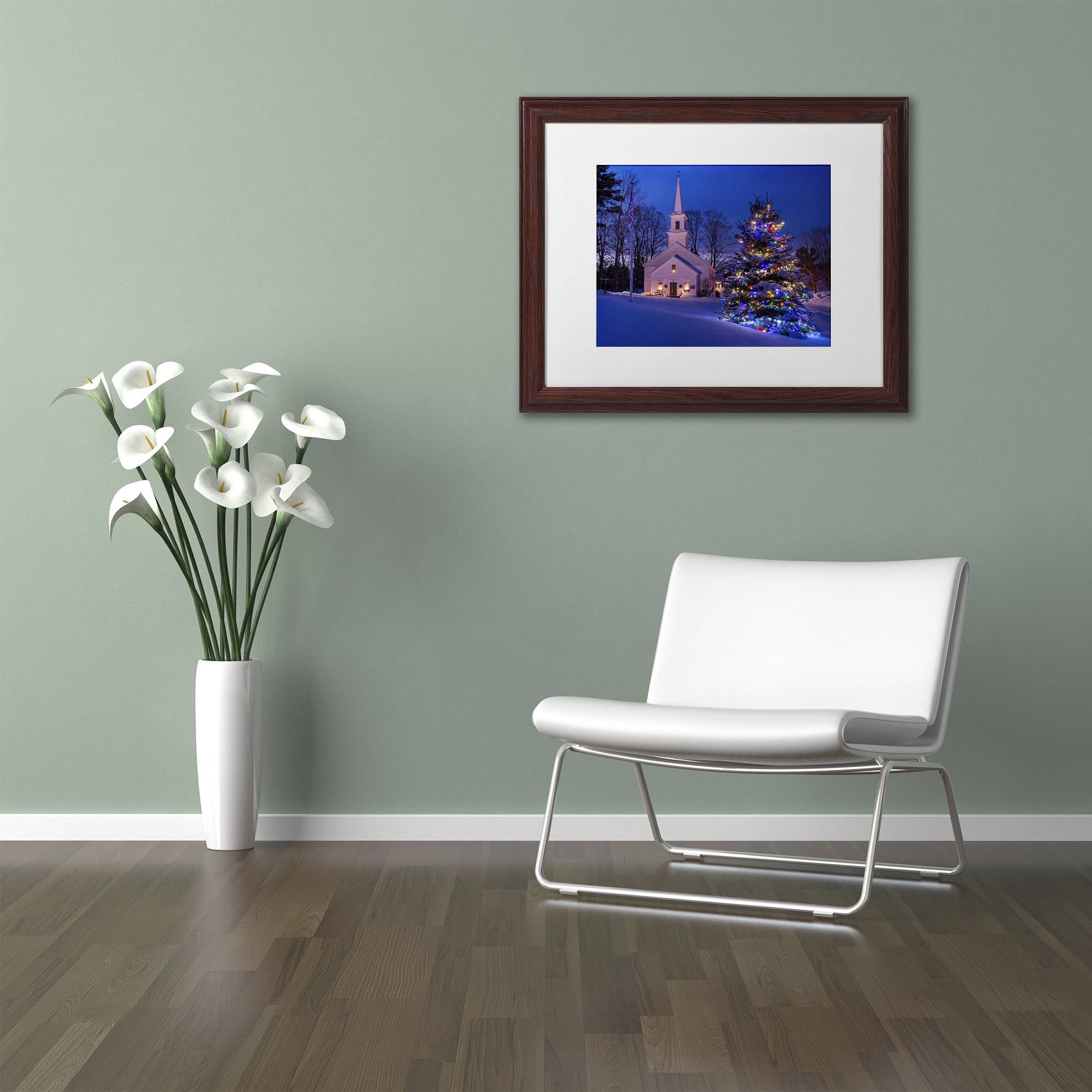 Trademark Fine Art "New England Xmas" Canvas Art by Michael Blanchette Photography White Matte, Wood Frame