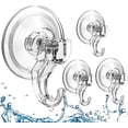 thumbnail image 1 of Ganchos con ventosa, paquete de 4, ganchos de ducha con ventosa de plástico transparente resistente al agua con ganchos para azulejos de ducha, cocina, baño, ventana de vidrio de lufa, 1 of 4