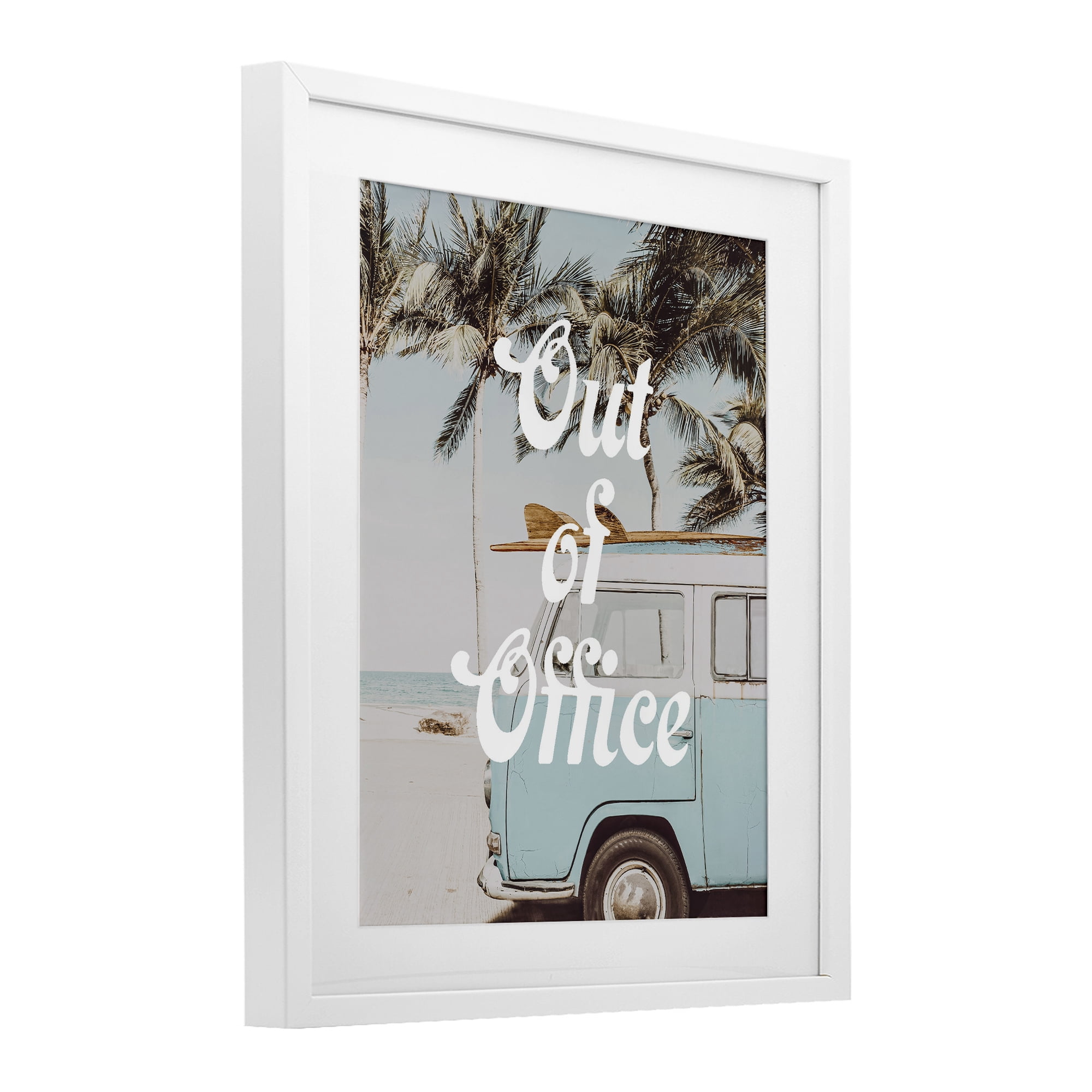 Stupell Industries Retro Out Of Office Beach White Framed Print Under Glass, design by Lil' Rue