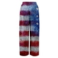 thumbnail image 5 of American 250th Anniversary Pants for Women Patriotic Star USA Flag Print Wide Leg Pajama Bottoms Slit Baggy Elastic High Waist Classic Fit Daily Wear Pants, #01 Sky Blue, XXL, 5 of 6