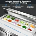 thumbnail image 6 of Coolski 48’’ Wide Commercial Salad Bar Refrigerator, Refrigerated Sandwich Salad Prep Table with 2 Doors, Stainless Steel Prep Fridge for Commercial Kitchen Restaurant, NSF Certified, 6 of 8