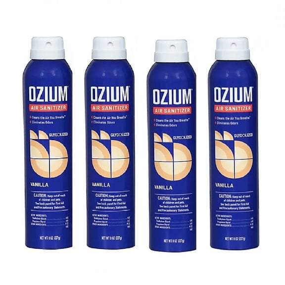 Ozium Air Sanitizer, 8 oz. Spray, Cleans the Air You Breath and Eliminates Odors, Vanilla Scent (4-PACK)