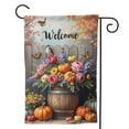thumbnail image 6 of Welcome Autumn Garden Flag 12x18 Inch Double Sided Fall Flowers Pumpkins Bird Wooden Barrel Yard Flag Outdoor Decoration Small Farmhouse Yard Outdoor Decor Rustic Home Birthday Gift Holiday Gifts, 6 of 7