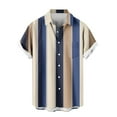 thumbnail image 5 of Men Shirt Men Shirts Casual Mens Button Up Shirt Short Sleeve Shirts for Men Men Casual Fashion Turndown Collar Stripe Printing Short Sleeve Button Shirt Blouse, 5 of 6