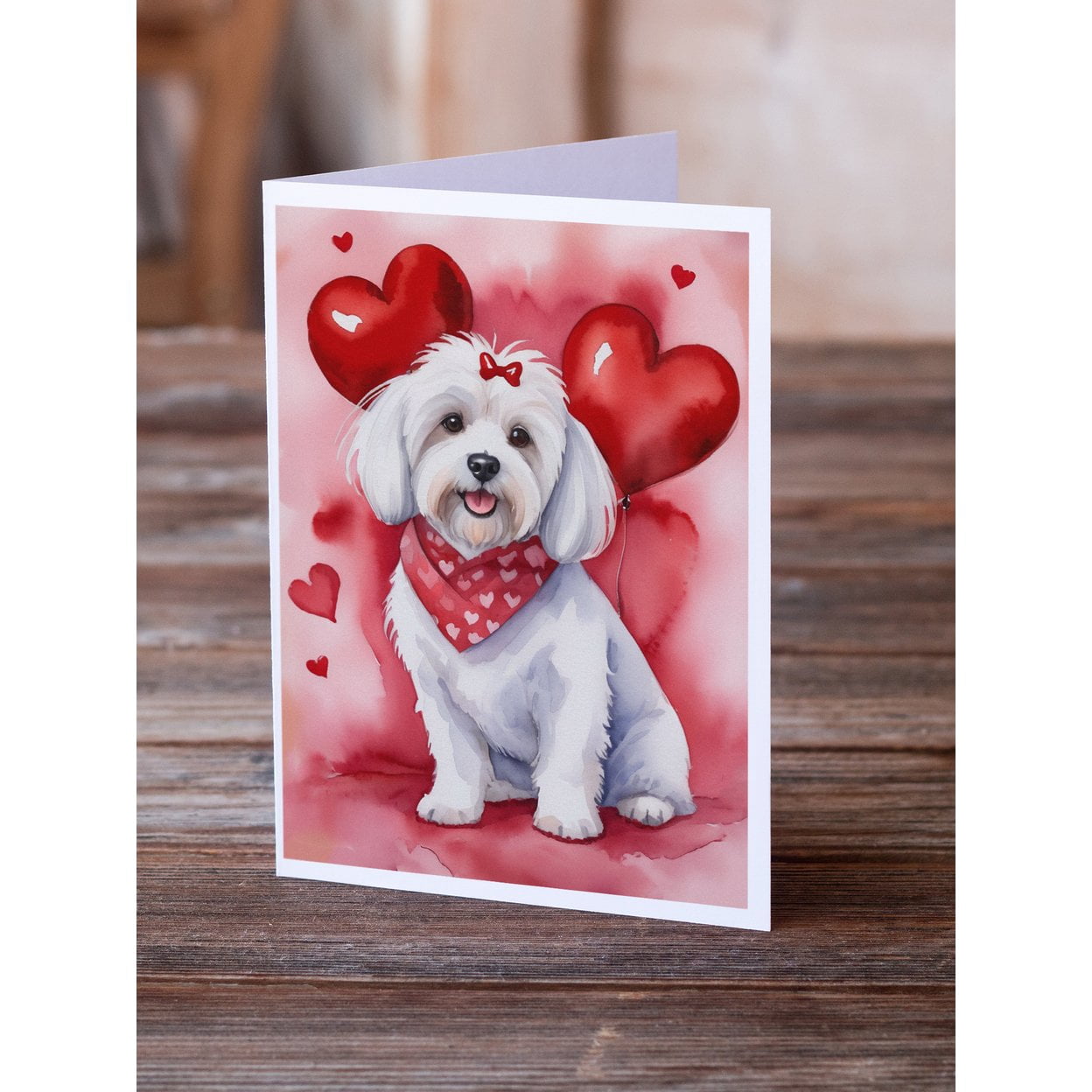 Coton de Tulear My Valentine Greeting Cards Pack of 8 7 in x 5 in