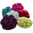 thumbnail image 5 of Multi Rose Motifs Felt 15-inch Round Decorative Throw Pillow (Fuchsia, Case + Insert), 5 of 7