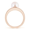 thumbnail image 2 of Angara Solitaire Japanese Akoya Cultured Pearl Double Shank Ring in 14K Rose Gold for Women | June Birthstone Jewelry for Her, 2 of 8