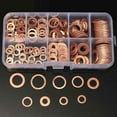 thumbnail image 2 of 200pcs Copper Washer Gasket Nut and Bolt Set Flat Ring Seal Assortment Kit with box, 2 of 7