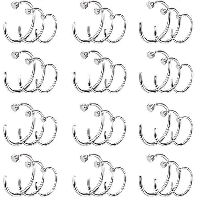 20G 36PCS 316L Stainless Steel Nose Ring Hoop Nose Piercing Jewelry for Women and Men