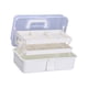 thumbnail image 4 of Caja de almacenamiento de 3 niveles, plegable, con compartimentos, para arte, maleta, portátil Blanco, 4 of 9