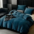 thumbnail image 3 of Blue Flanne Velvet Duvet Cover Queen Sizel Duvet Cover Bedding Sets, 3pcs Ultra Soft Luxury Textured Modern Crystal Velvet Duvet Covers with Zipper Closure(Blue, Queen), 3 of 14