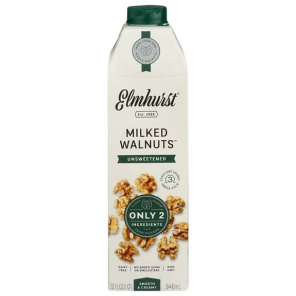 Elmhurst Unsweetened Milked Walnuts 32 fl oz Pack of 4