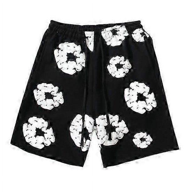 Summer Men Shorts Flower Print Drawstring Elastic Waist Loose Pockets Pleated Vacation Beach Sport Casual Homewear Short Pants
